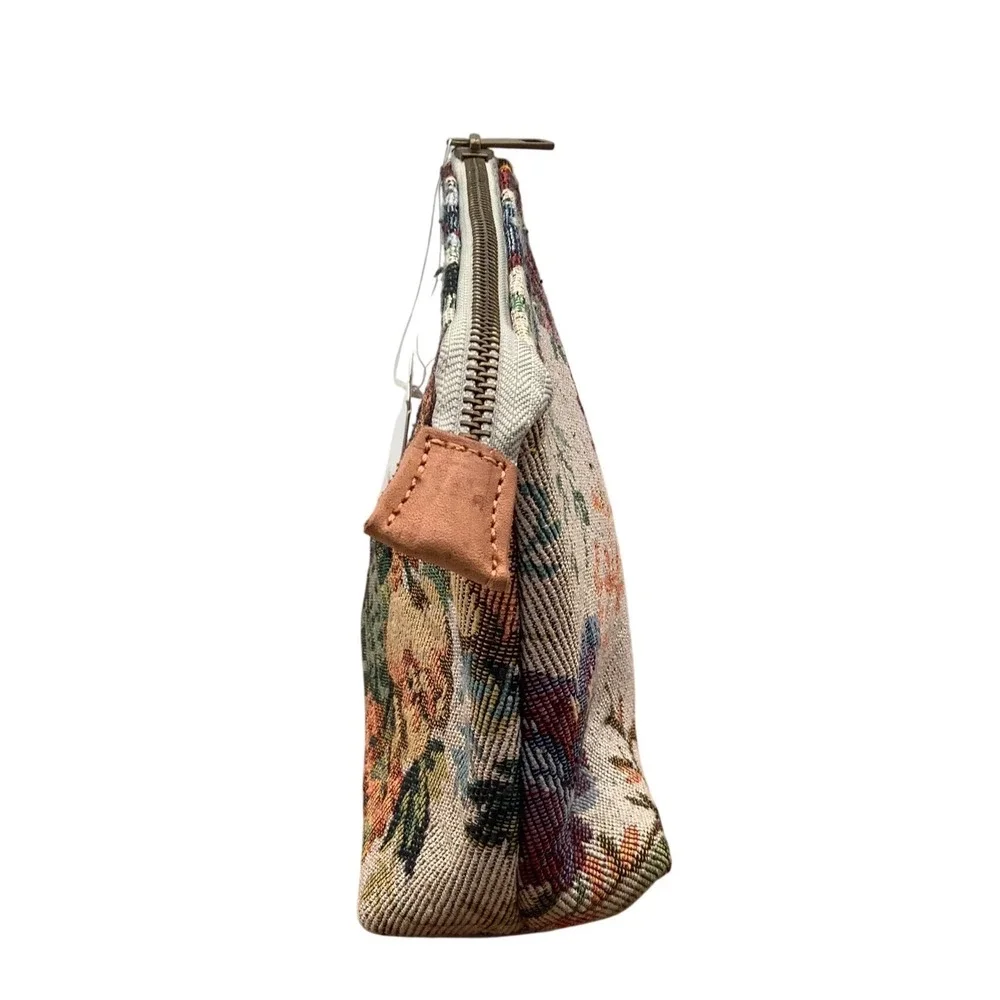 Log-On Floral Tapestry Makeup Bag Woven Zipper Pouch Vintage Style NWT
